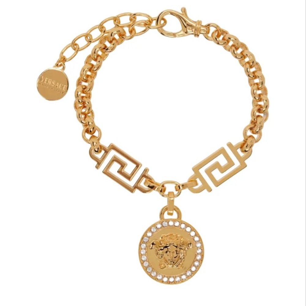 Versace Gold Greek Key Medallion Bracelet